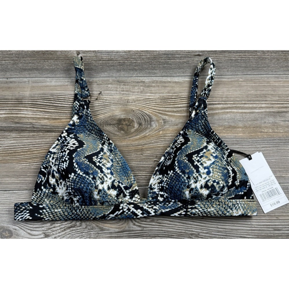 NWT Shade & Shore Womens Bikini Top SMALL 4/6 Snake Skin Print Removable Pads